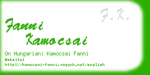 fanni kamocsai business card